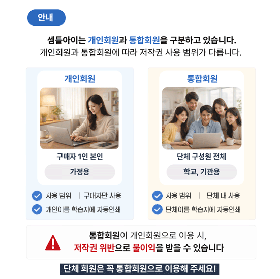 개인회원 통합회원 안내